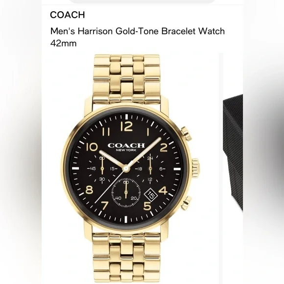 Men’s Coach Harrison Gold Tone 42mm Watch with Blue Dial - Picture 8 of 8